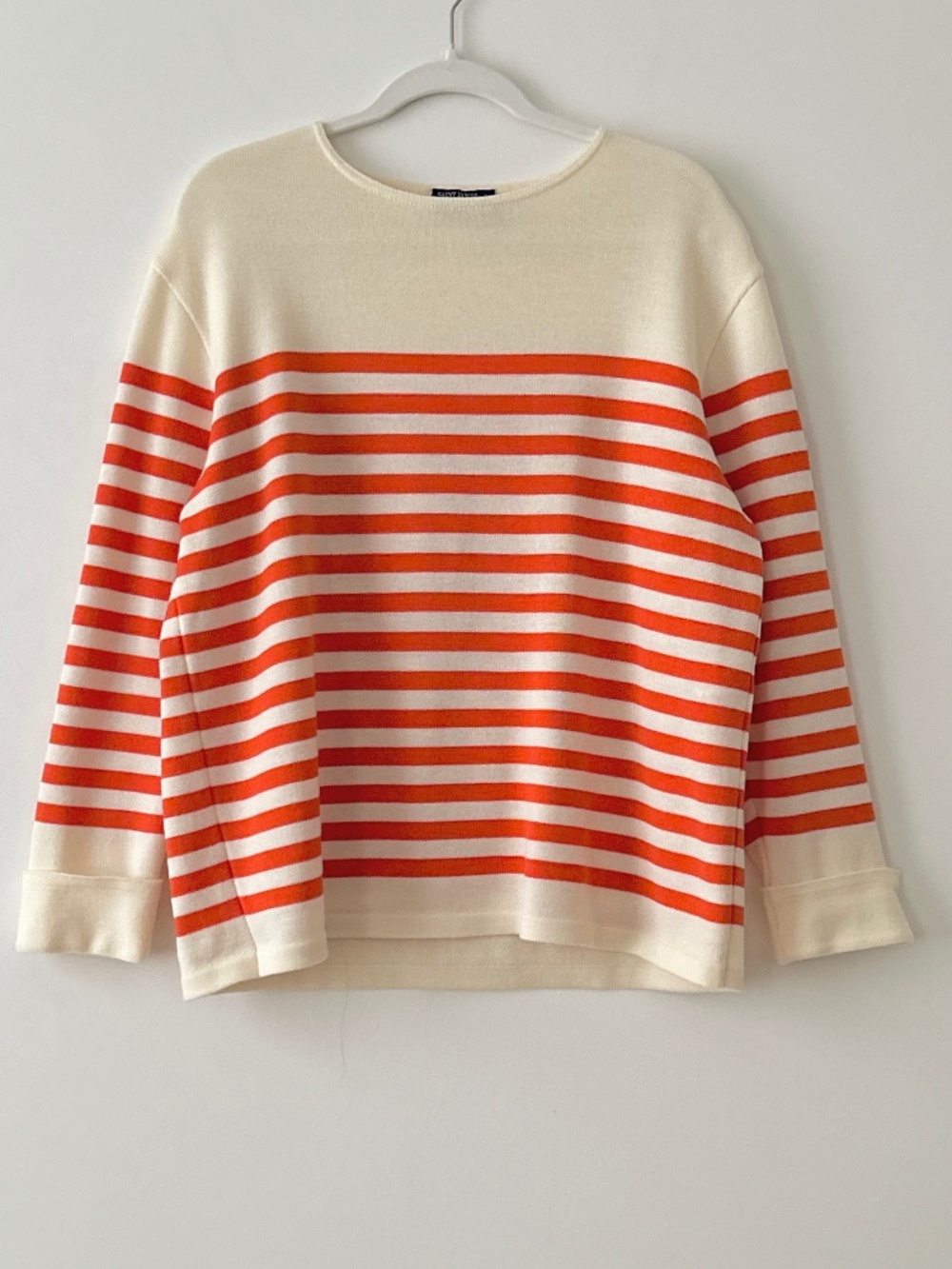 Saint James 100% Wool Orange Cream Striped Ecume Tulipe Sweater